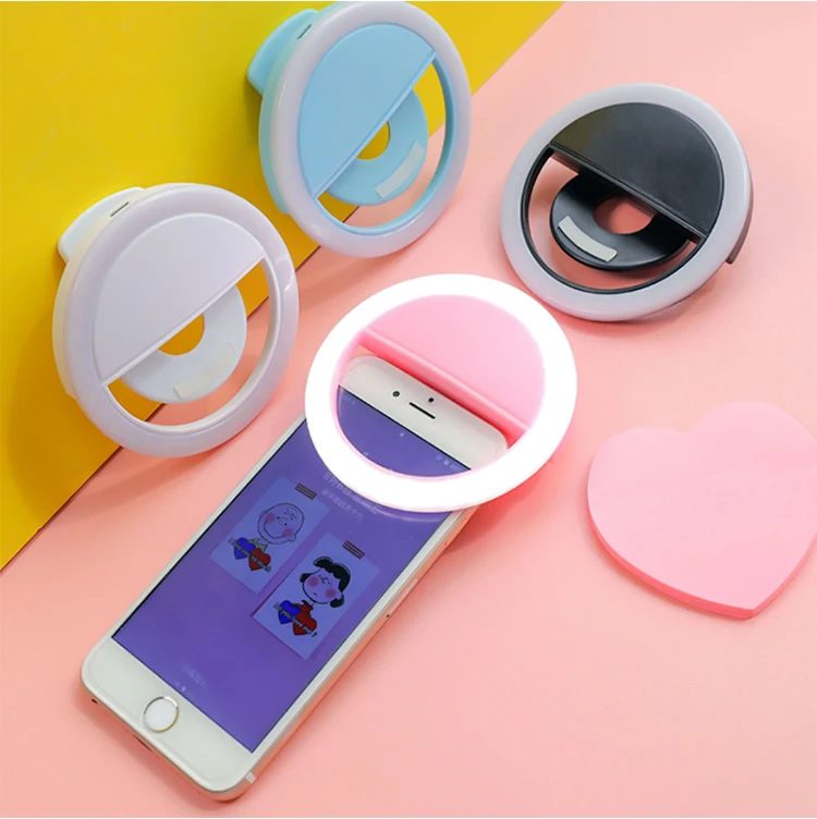 

Rechargeable LED Ring Light Selfie For Cell Phone Ipaid Laptop Camera Tool Selfie Led camera Lights selfi ring light, White/black/pink/blue