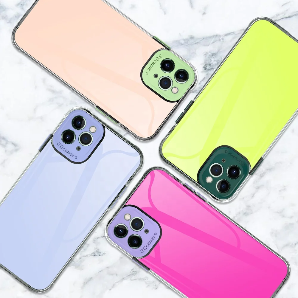 

Candy color wireless charging acrylic mirror effect airbag design shock proof phone case for iphone/samsung/huawei/redmi