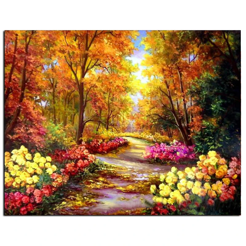 Modern Landscape Wall Art 40x50cm Autumn Forest DIY Painting by Numbers on Canvas