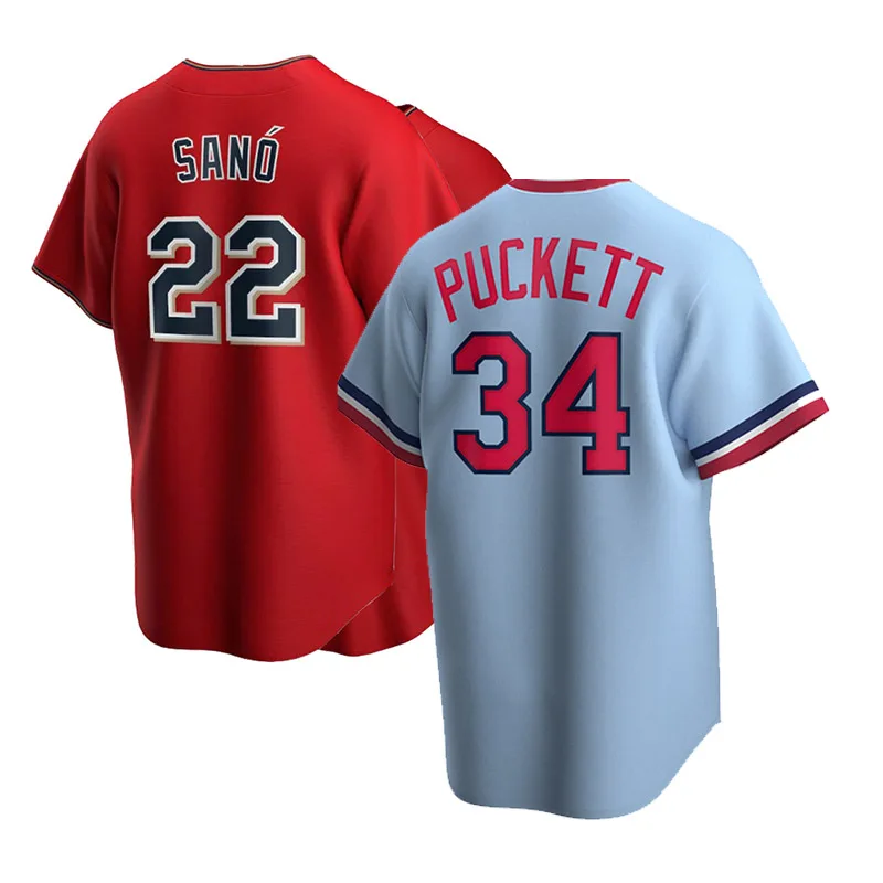 

Wholesale Embroidery Baseball Minnesota Miguel Sano #22 Jersey Twin S Puckett 34 Clothing Men Sports Shirts