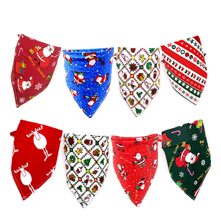

Wholesale Cotton Christmas Style Christmas Pet Dog Bandana Adjustable Custom Dog Scarf Bandana Cat saliva towel, Picture