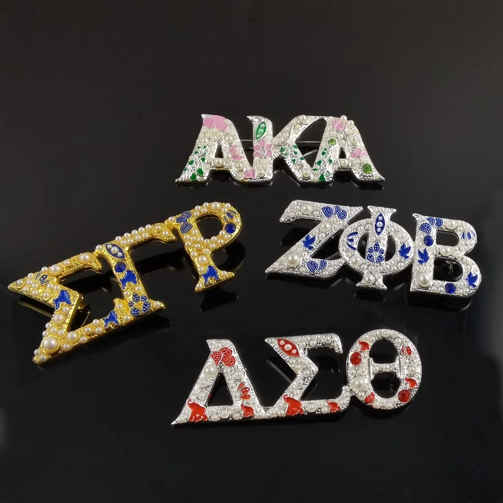 

Topvesko Fashion Custom New Hotsell Greek Sorority Colorfull Pearl Brooch With High Quality White Pearls, Picture