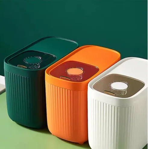 

5kgs10 kgs 15kgs Kitchen food storage container sealed plastic jar meter bucket storage rice boxes, Orange, dark green, white