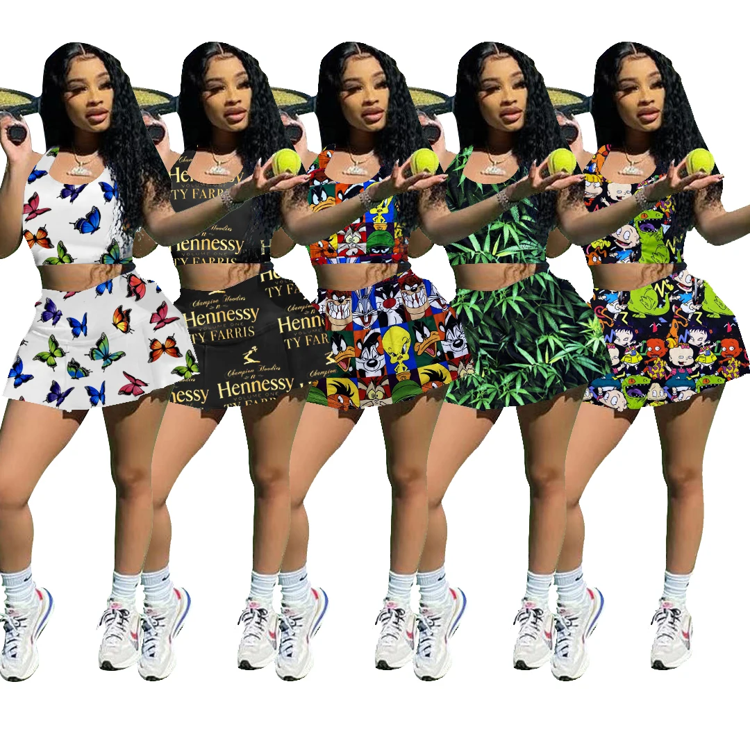 

outfit clothing pleated table mini short shorts 2 women summer 2021 women's two piece skirts set for womans tennis skirt, 5colors