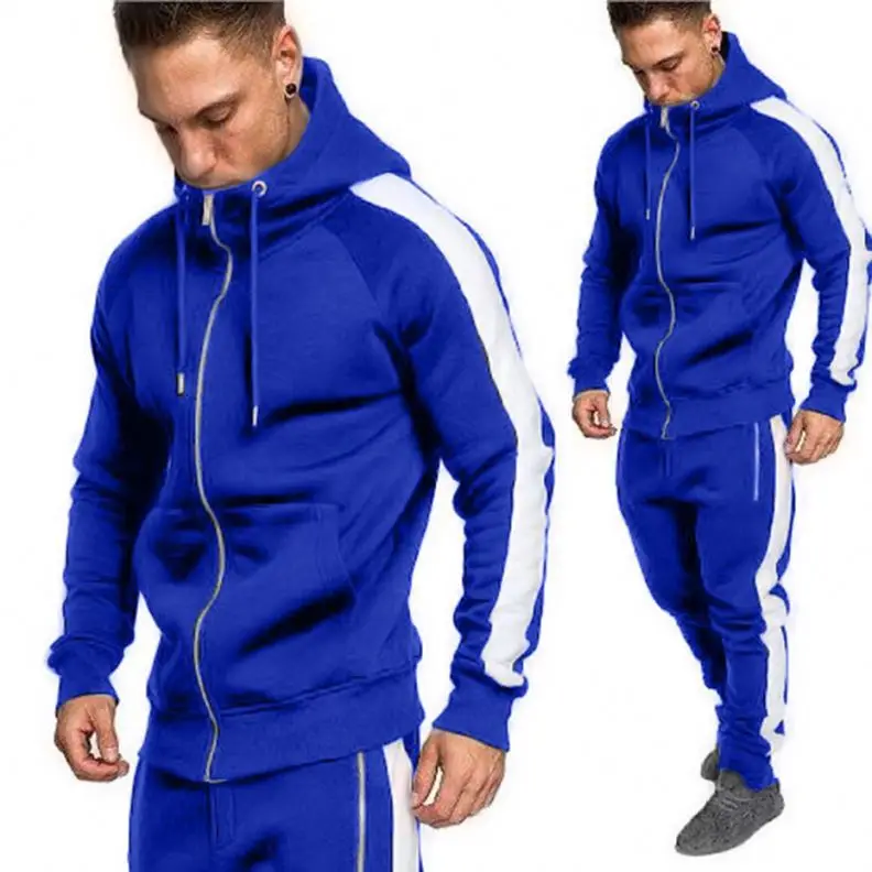 2020 high Quality Cotton Custom print logo plain Mens sports Tracksuits set