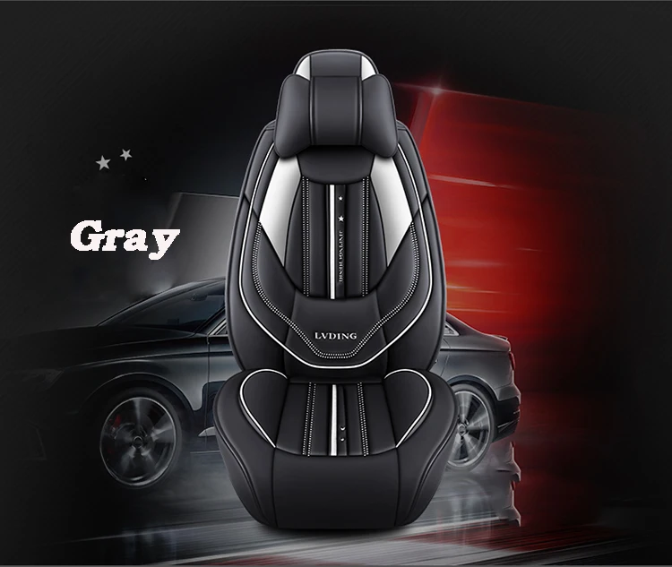 

Leather Car Seat Covers Faux Leatherette Automotive Vehicle Cushion Cover for Cars SUV Pick-up Truck Universal Fit Set for Auto, Black with red/black /green/blue/ gray
