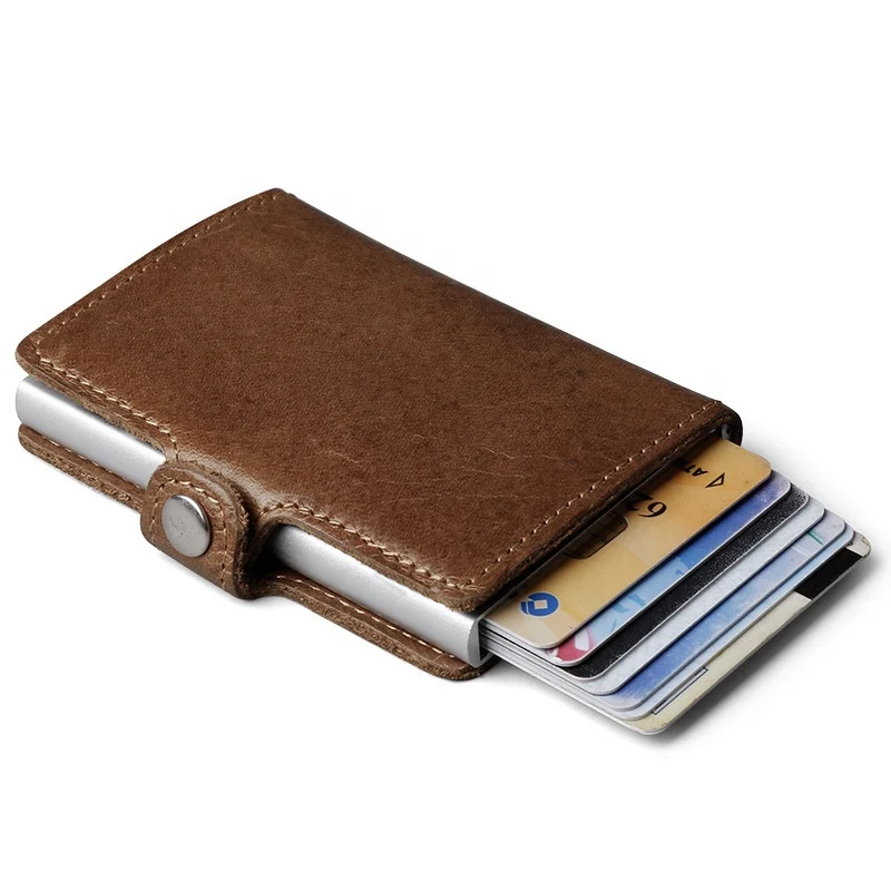 

China wholesaler high quality birthday gift real leather RFID credit card holder blocking, Black, brown, dark brown