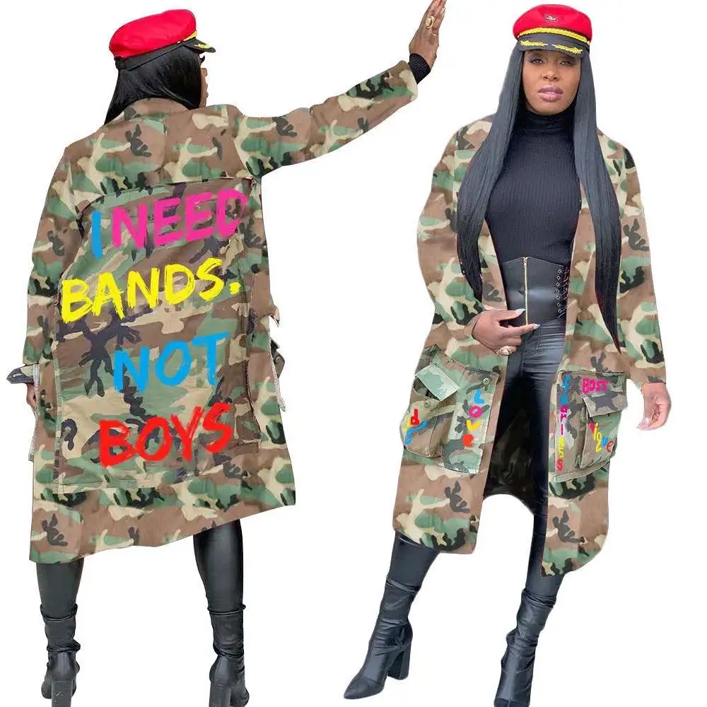 

Fall&winter hot sale fashion trending camouflage jacket women long sleeve windbreaker cotton plus size coats streetwear, As picture