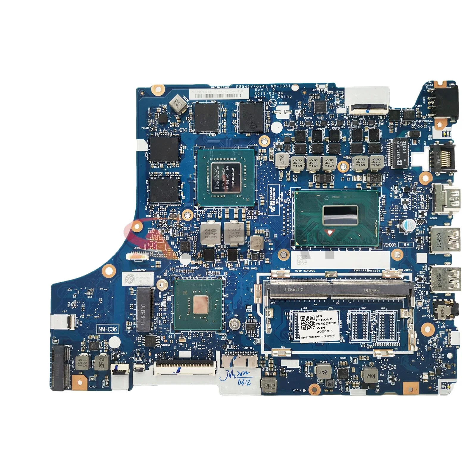 

FG541/FG741 NM-C361 For Lenovo IdeaPad L340-15IRH Laptop Motherboard With I5-9300H I7-9750H CPU GTX1650 4G GPU N18P-G0-MP-A1