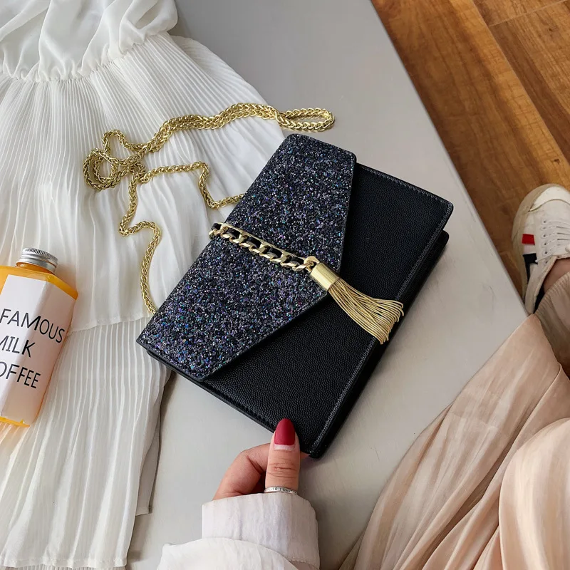 

handbag accessories fashion shining women crossbody bag messenger Bag with chain strap for girls