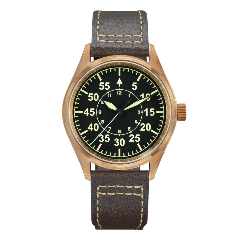 

Rts stock free shipment sapphire 20atm japan nh35 movement cusu8 bronze classic Minimalist pilot automatic watch for sale