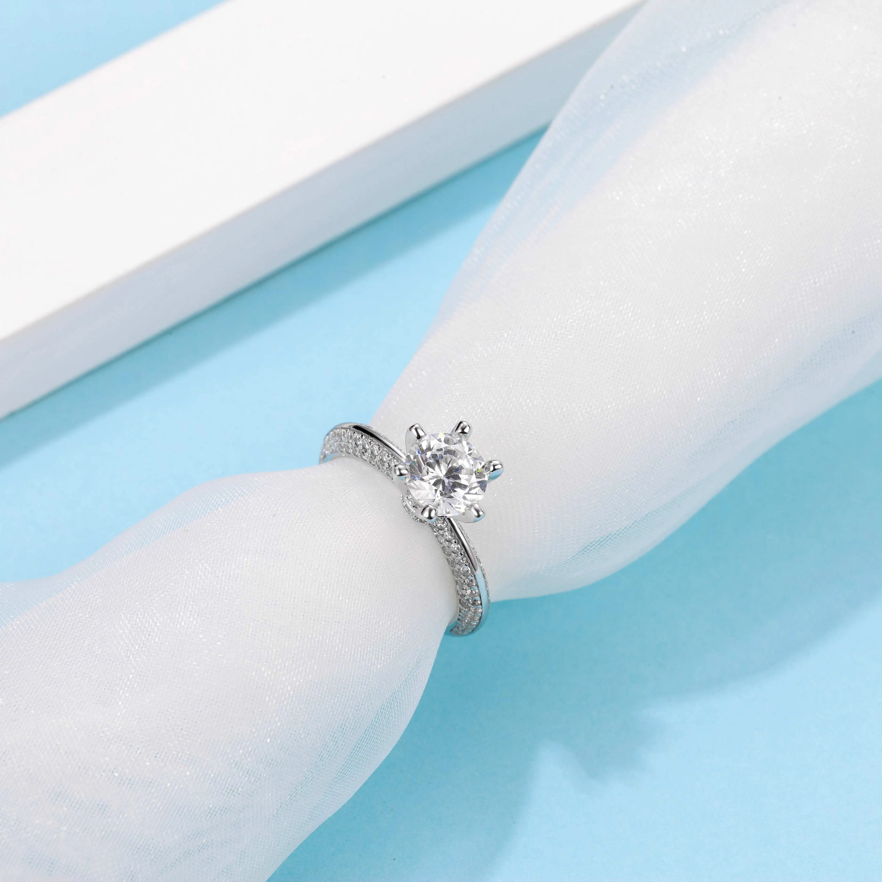 

Thriving Gems Hot Sell Six Prongs Jewelry Fashion Ring 925 Sterling Silver Jewelry Rings For Women