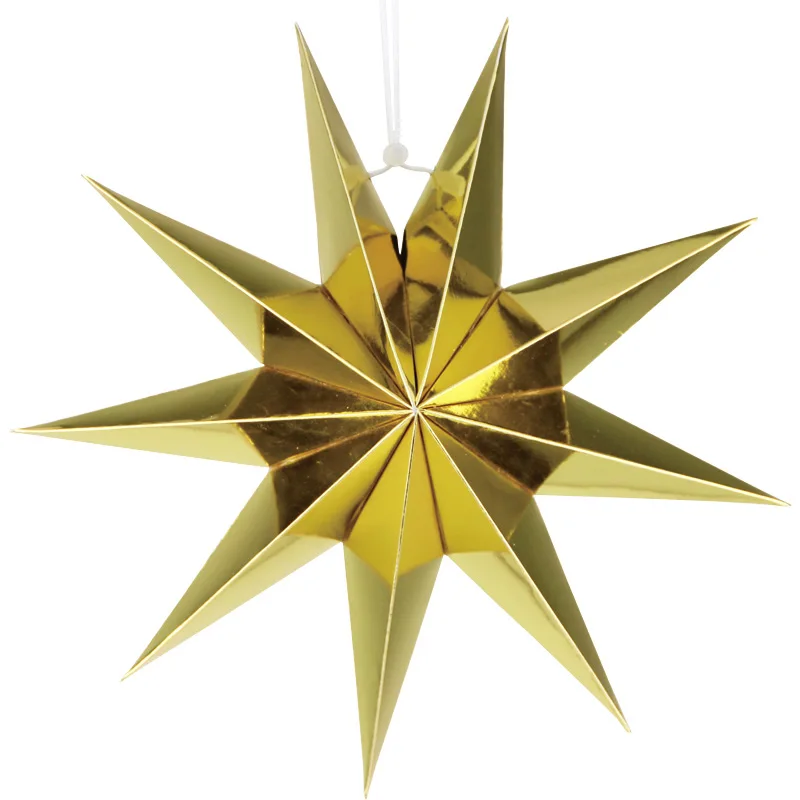 

Gold Silver 30cm 9 Point Paper Star Christmas New Explosion Hanging Pendant Stars Paper Star Lantern for Party Decorations