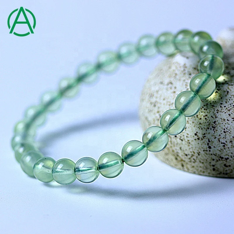 

ArthurGem Natural Healing Crystal 6/7/8/9/10 mm Prehnite Bracelet Natural Prehnite Stone Beaded Bracelet for Women Men, 100% natural color