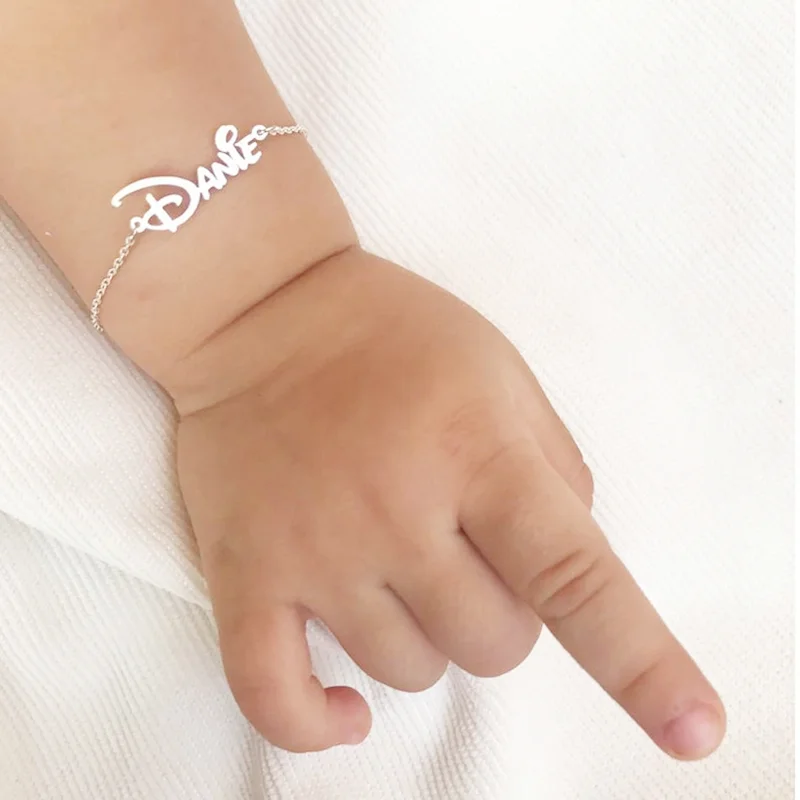 

Personalised Baby Name Bracelet Name Plate Bracelet Jewelry Gold Color