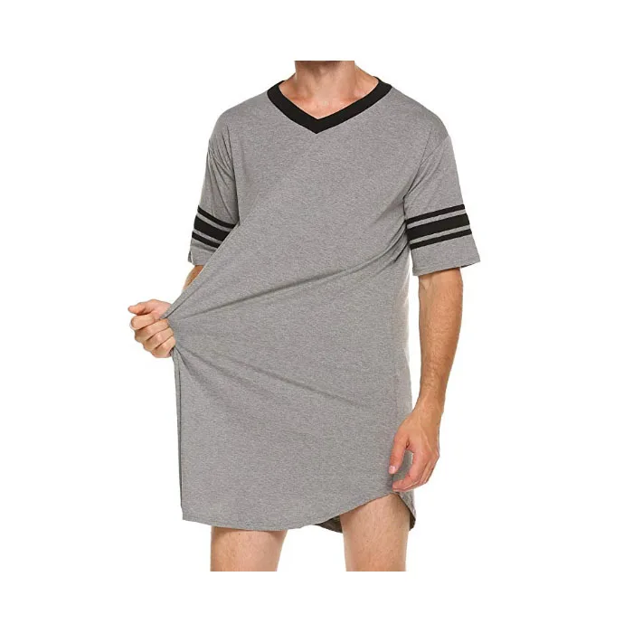 N //C Mens Nightwear Comfy Nightshirt Big/&Tall V Neck Short Sleeve Soft Loose Pajama Sleep Shirt