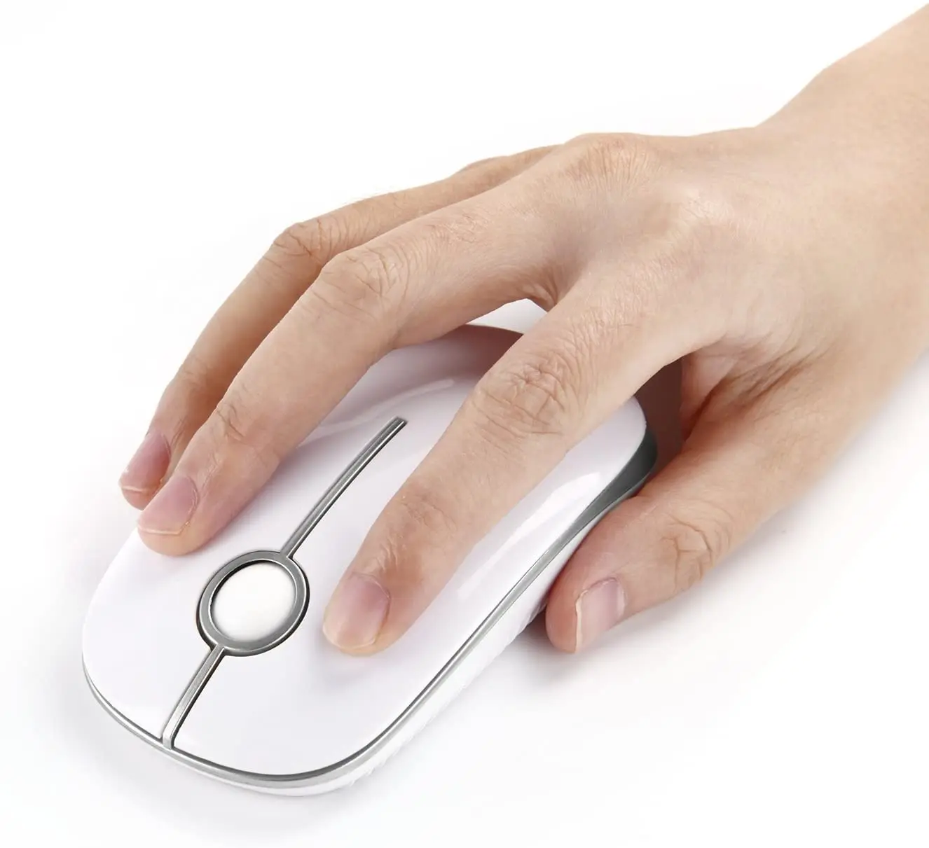 

Slim 2.4G Wireless Mouse Less Noise Portable Optical White Silver Mice NLaptop Computer PC Wireless Mouse