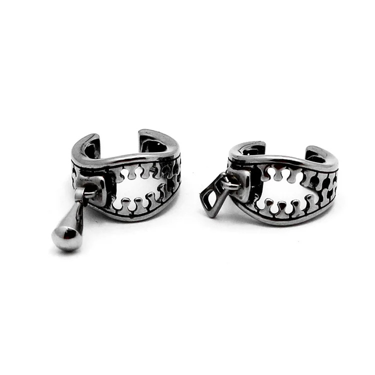 

ES1024 High Quality Stainless Steel Zipper Ear Cuff Ear Clip Non-Piercing Clip-On Earrings for Men and Women