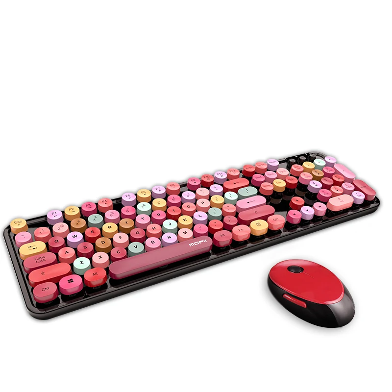 

Mofii sweet Desktop laptop 2.4G optical punk round keycap wireless keyboard mouse suit, Colors