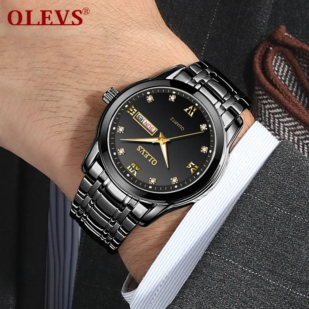 Mens Watches Olevs Water Resistant Feature Stainless Steel Band Quartz ...