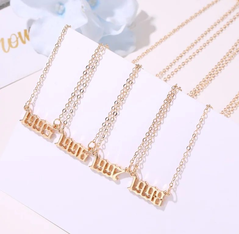 

2020 new fashion alloy personalised pendant birth year jewelry necklaces