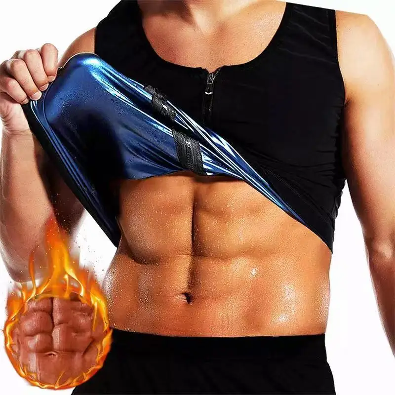

Men Sauna Sweat Vest Waist Trainer Corset Zipper Workout Tank Top Slimming Body Shaper Compression Shirt Weight Loss Fat Burner