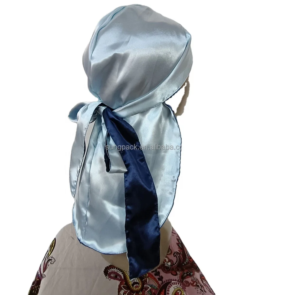 

Reversible Turban Head Wrap Braids Hair Bonnet with Double Layers Soft Satin Durags Cap Hat, Customized