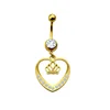 VRIUA Women Body Jewelry Hollow Love Heart Crown Rhinestone Bar Belly Button Body Piercing Navel Jewelry