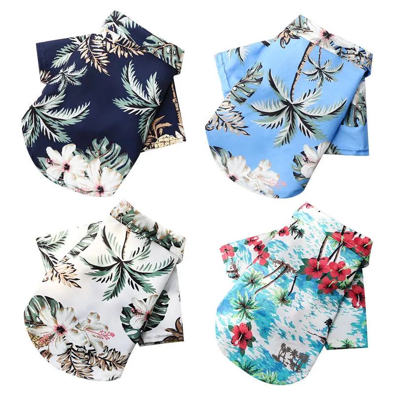 

Fashion Polyester printed Hawaiian style pet shirt flower summer pet dog clothes cat shirt for summer, 8 color