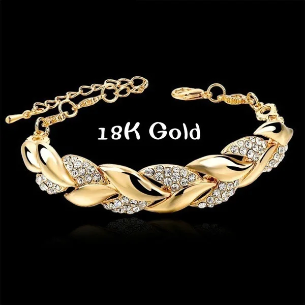 

18k Gold woven leaf bracelet female crystal wholesale jewelry