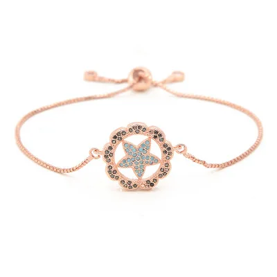 

Latest Design Jewelry 18k Gold Plated Adjustable Star Bracelet Cubic Zirconia Geometric Star Charm Bracelet For Women