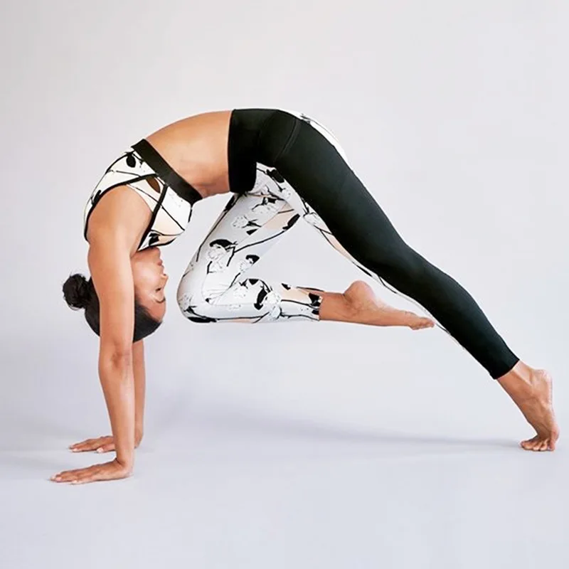 

Fitness clothes women's best selling style printing stitching contrast yoga fitness suit soft vest leggings yoga suit, Customized colors