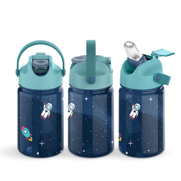 

2022 trends custom logo cute space pattern stainless steel water bottle insulated smart vacuum flask for kids