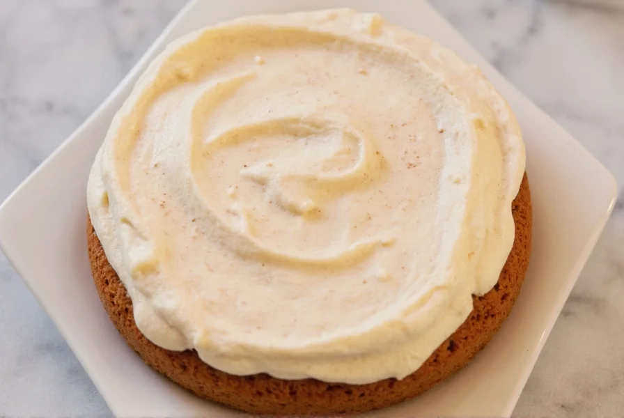 Side-by-side comparison of properly textured cinnamon frosting versus common texture problems with clear labeling