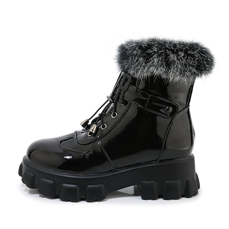 

2022 Winter Women Ankle Boots Ladies Sneakers Black White Fur Snow Boots