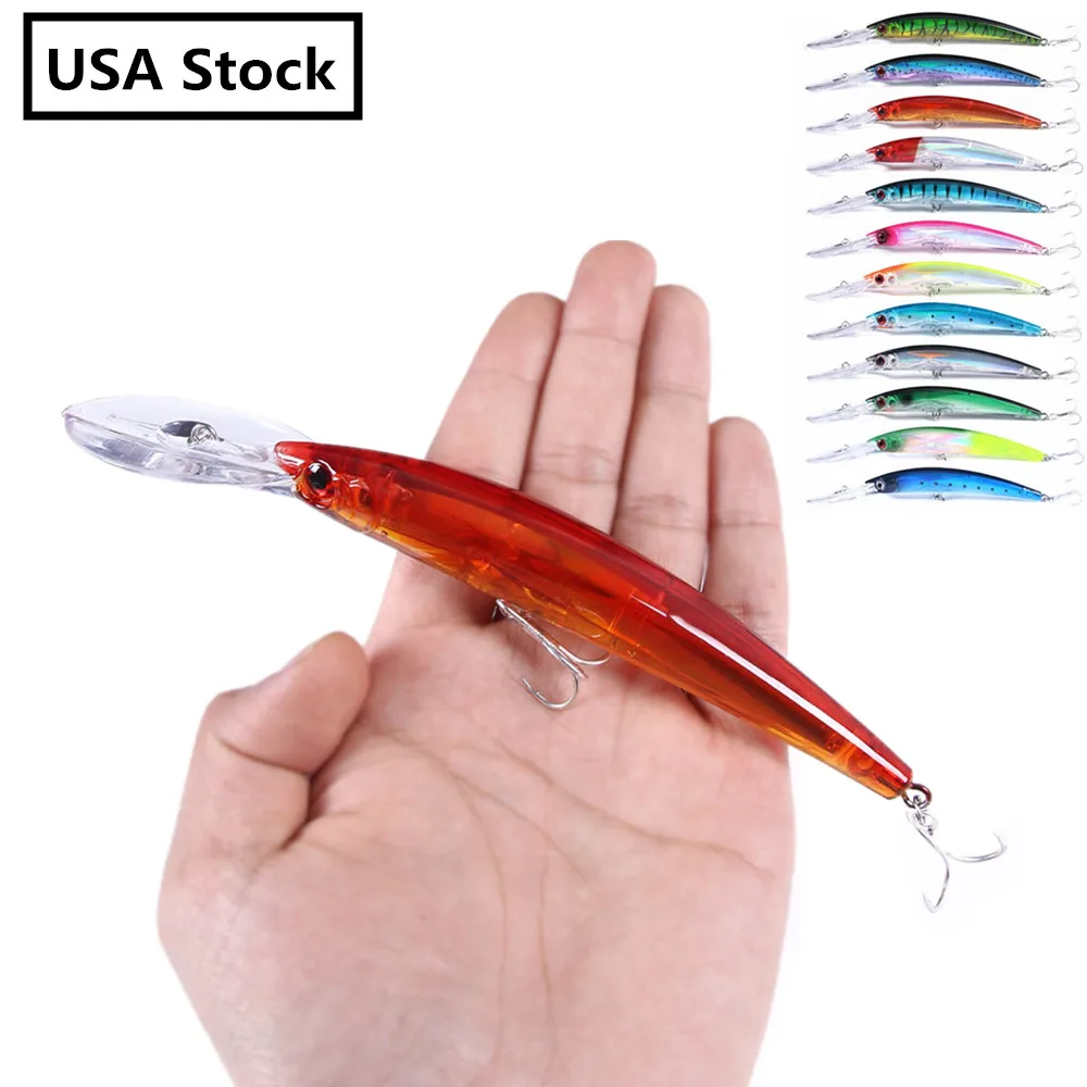 12pcs/Set 17cm 23.5g Long Casting Minnow Fishing Lures Set Mixed Colors Kit Hard Wobbler Set for Bass Pike with Blood Hook