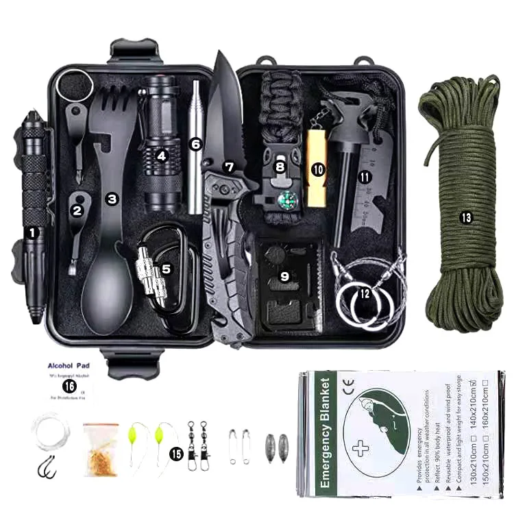 

16 in 1 EDC Hand Tools Emergency Survival Kit Set Multi Tool