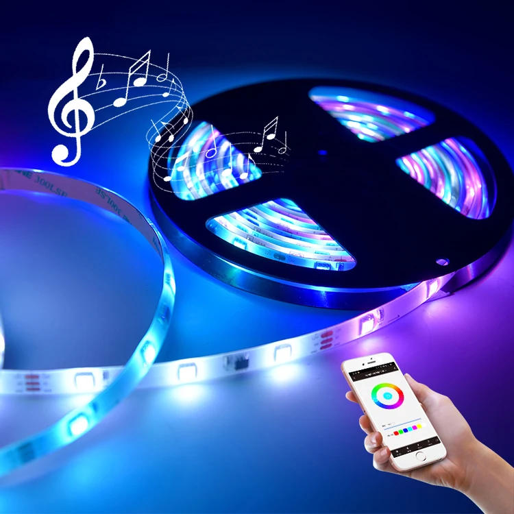 Tuya Wifi Smart 5050 SMD RGB LED Strip Digital, IP44 Waterproof Music Sync Multicolor LED Light Strip