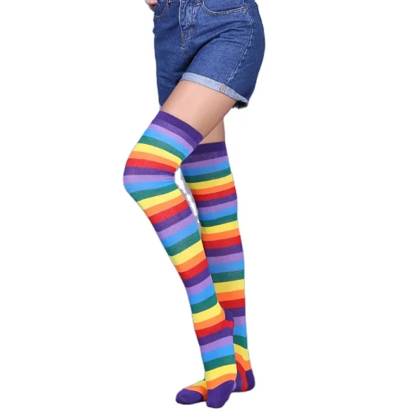 

Rainbow Halloween Colorful Ladies High Women Knee Clown Socks