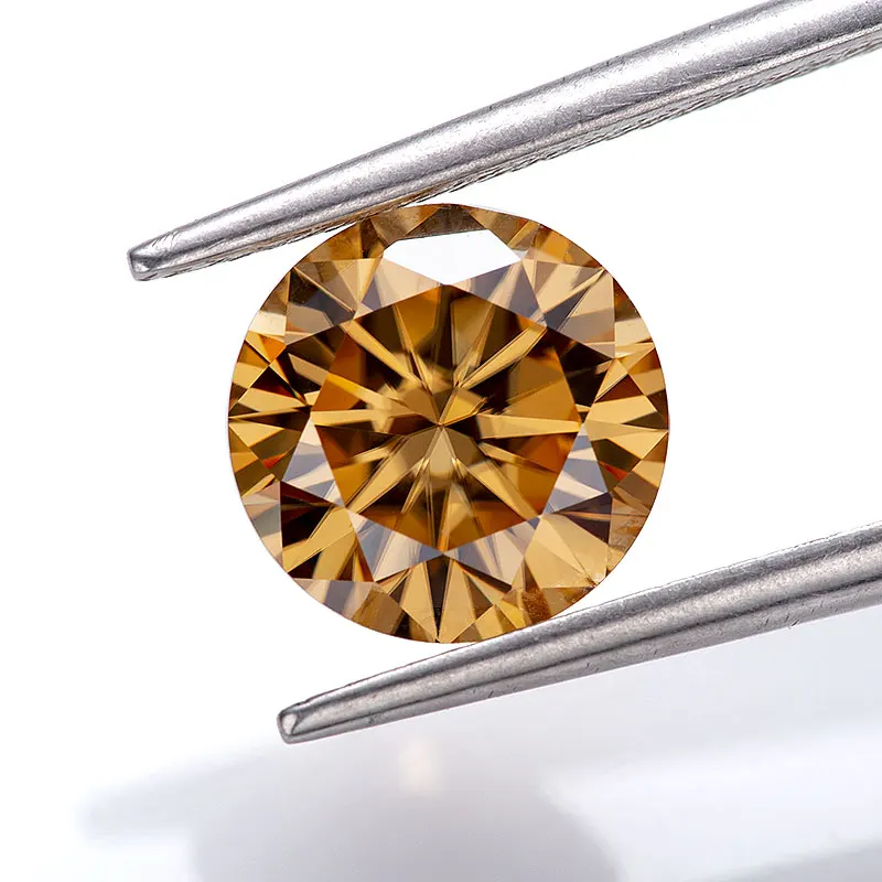 

Thriving Gems synthetic gemstone 6.5mm 1ct round cut champagne yellow moissanite