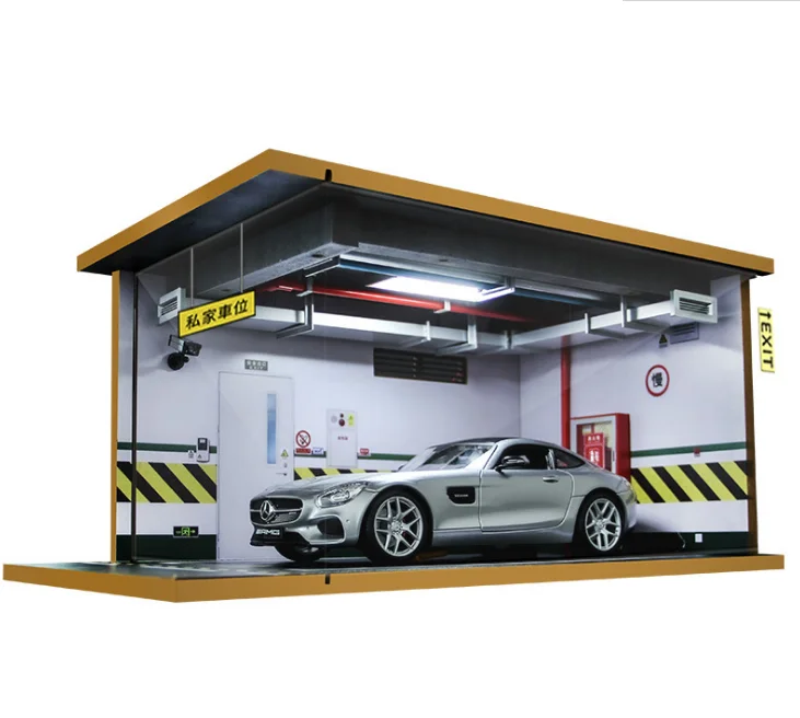 

Assembled Underground Parking Garage Model Scene 1:18 Simulation Car Model Parking Lot Wooden Dustproof Belt Light