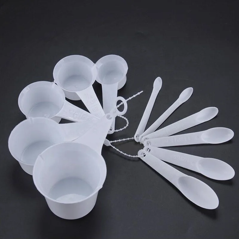 

11pcs/set white plastic measuring cup and spoon set baking tools measure cups measuring scoops bakeware kitchen accessories