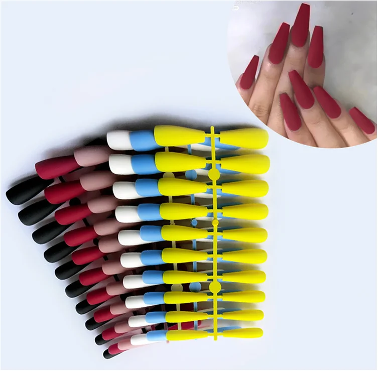 

20 Pure Colours Diy Nail Salon Artificial Fingernails Extra Long Full Cover Coffin Matte False Nails Unas Fake Nail Tips