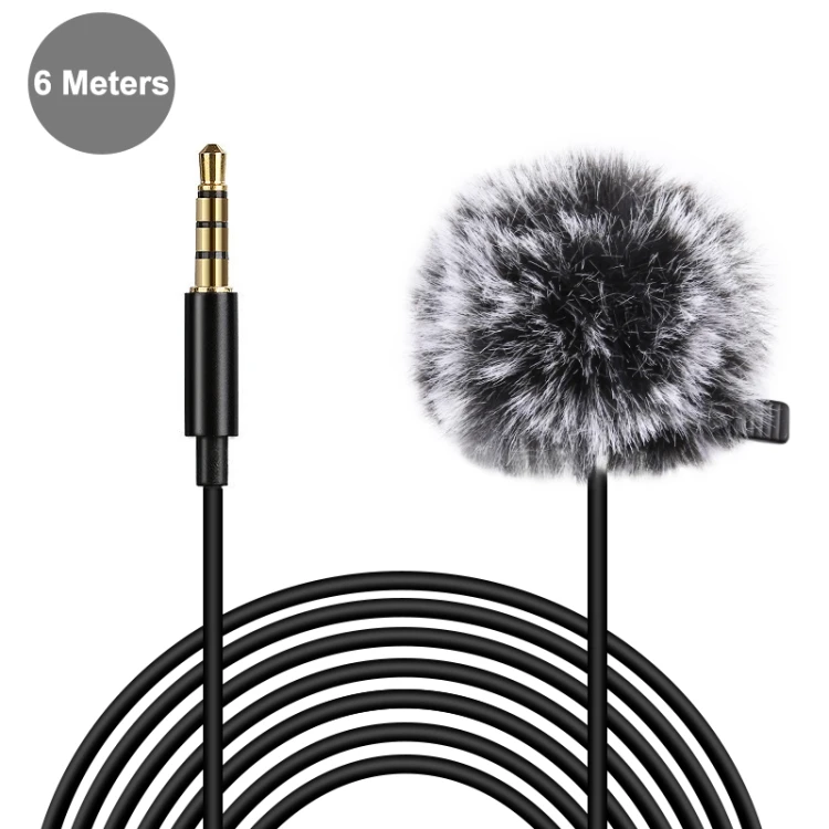 

Dropshipping Microphone PULUZ 6m 3.5mm Jack Lavalier Wired Condenser Recording Microphone with Fur Windscreen Top