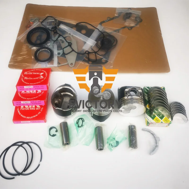 

For Yanmar parts 3TNM72 overhaul kit valve guide full gasket bearing ring piston