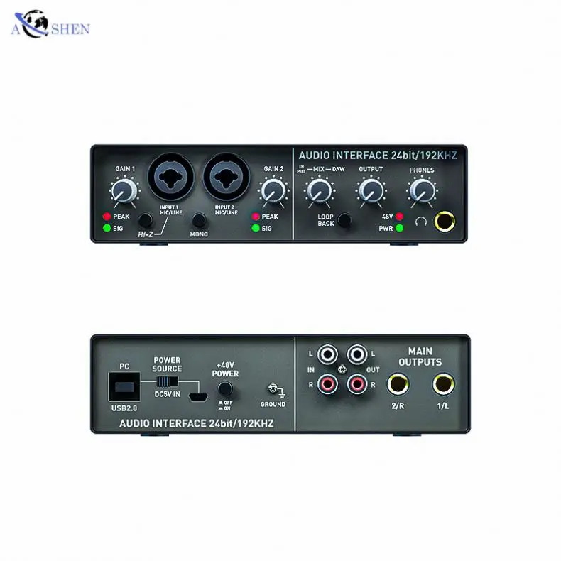 

Aoshen Pro USB audio interface studio live recording sound card for live streaming podcasting Musical instrument, Black