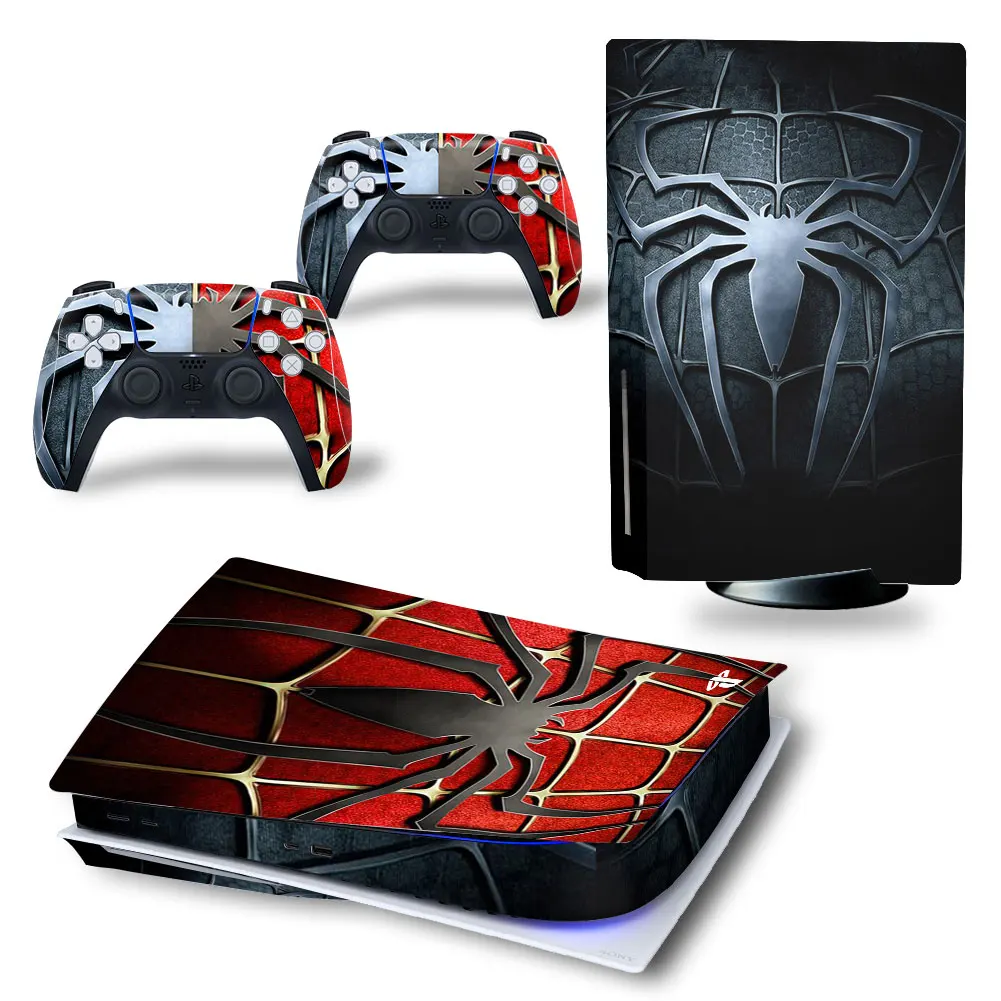 

Spiderman Red Black Sticker For sony PS4 Pro Vinyl Decal Sticker For playstation 4 Pro Console and 2 Controllers Accessories, Customized