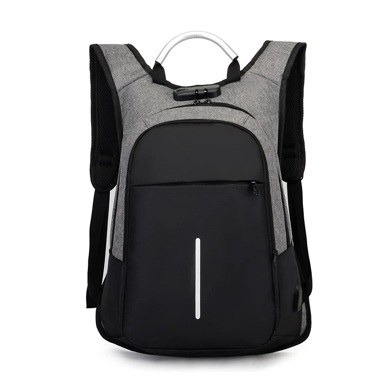 

2021 Business leisure laptop backpack Anti-theft USB charging computer bag with coded lock, Customized color