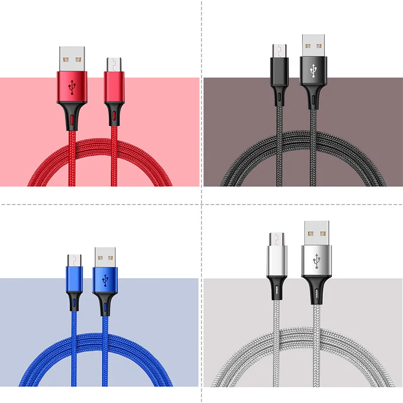 

custom logo android 1m fast charging charger data cable a usb to micro usb cable, Black/silver/red/blue