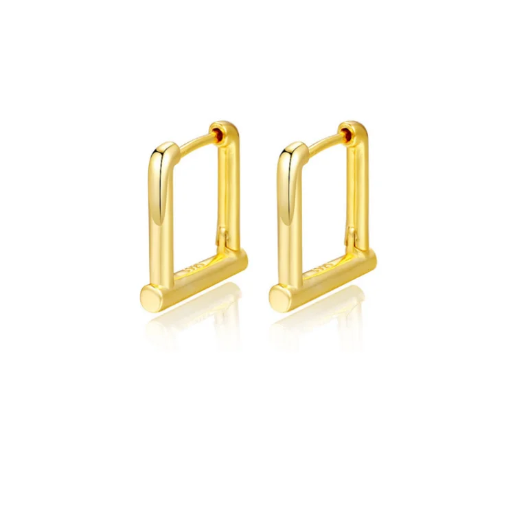 

Simple earring 925 silver 18 K gold pleated square funky earrings for women